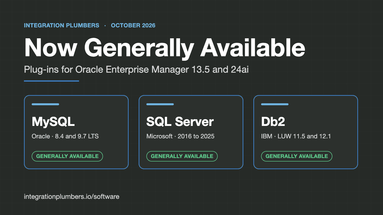 Now Generally Available: MySQL, SQL Server, and Db2 Plug-ins for Oracle Enterprise Manager