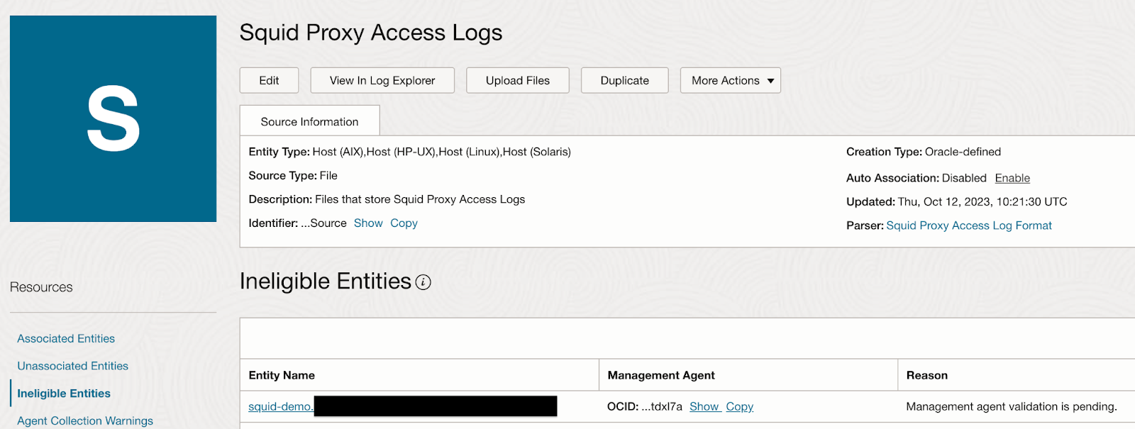 Ineligible Entries status message