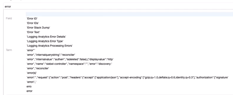 OCI Logging Analytics auto-complete suggestions