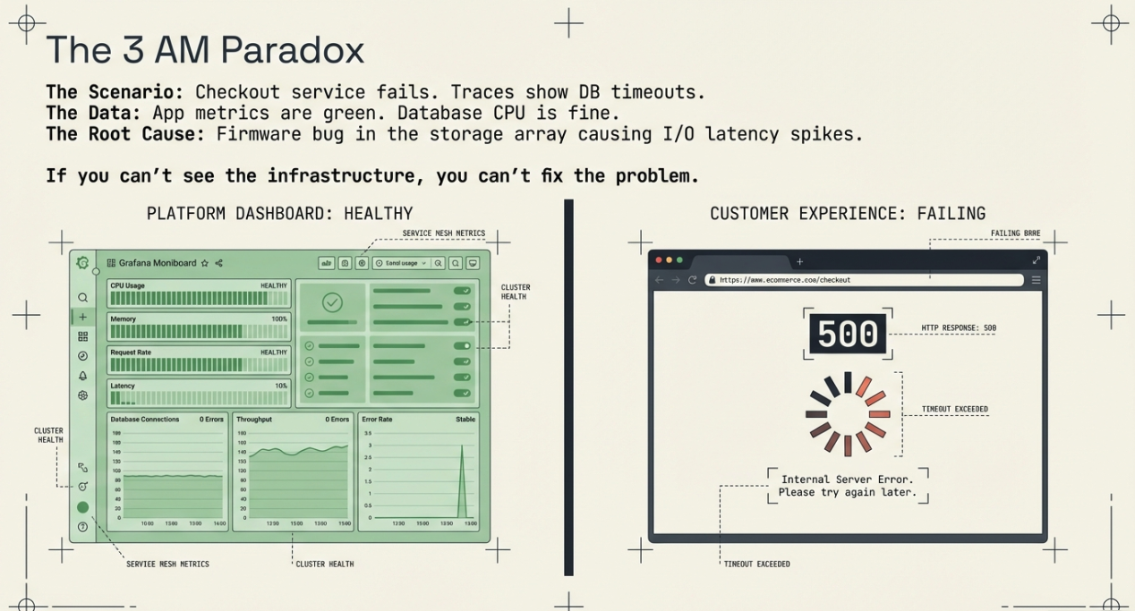 The 3 AM Paradox — Platform Dashboard shows healthy while Customer Experience is failing
