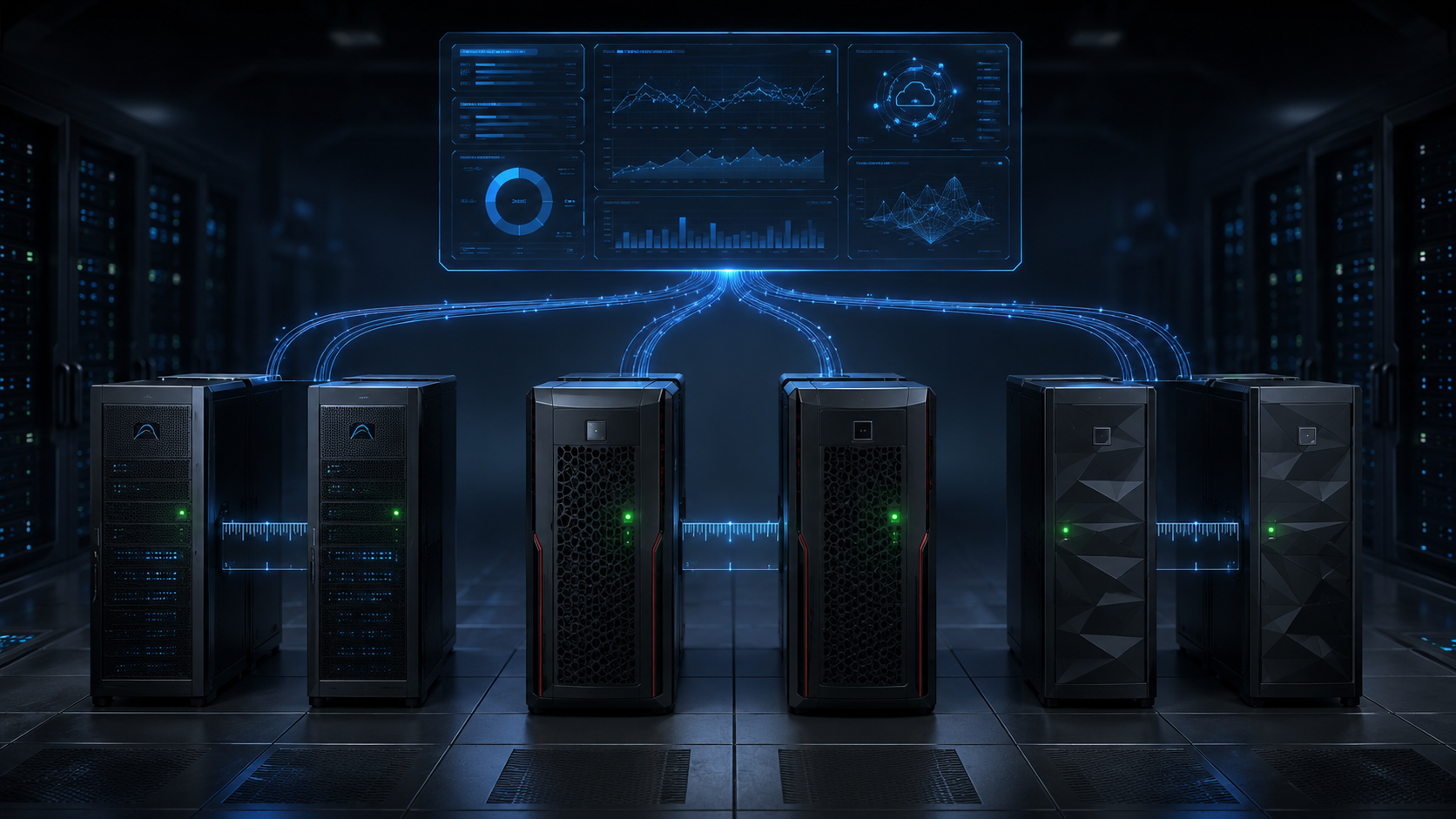 MySQL InnoDB ClusterSet, SQL Server Always On, and DB2 HADR side by side, each exposing the raw lag numbers that define recovery exposure but reporting only a green synchronization state by default, their metrics feeding up into a single unified console