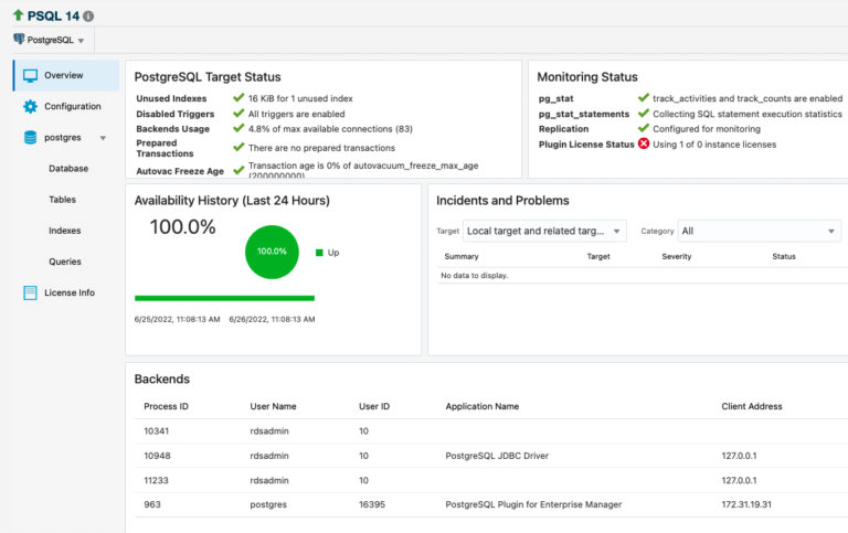 Getting Started with the PostgreSQL Plugin for Oracle Enterprise Manager