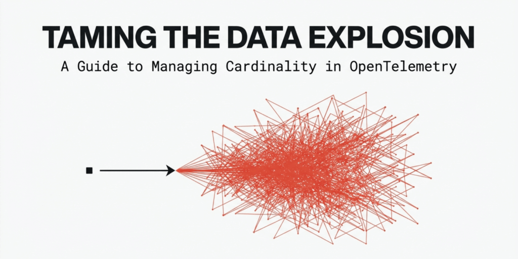 Title Image stating "Taming the Data Explosion: A Guide to Managing Cardinality and OpenTelemetry